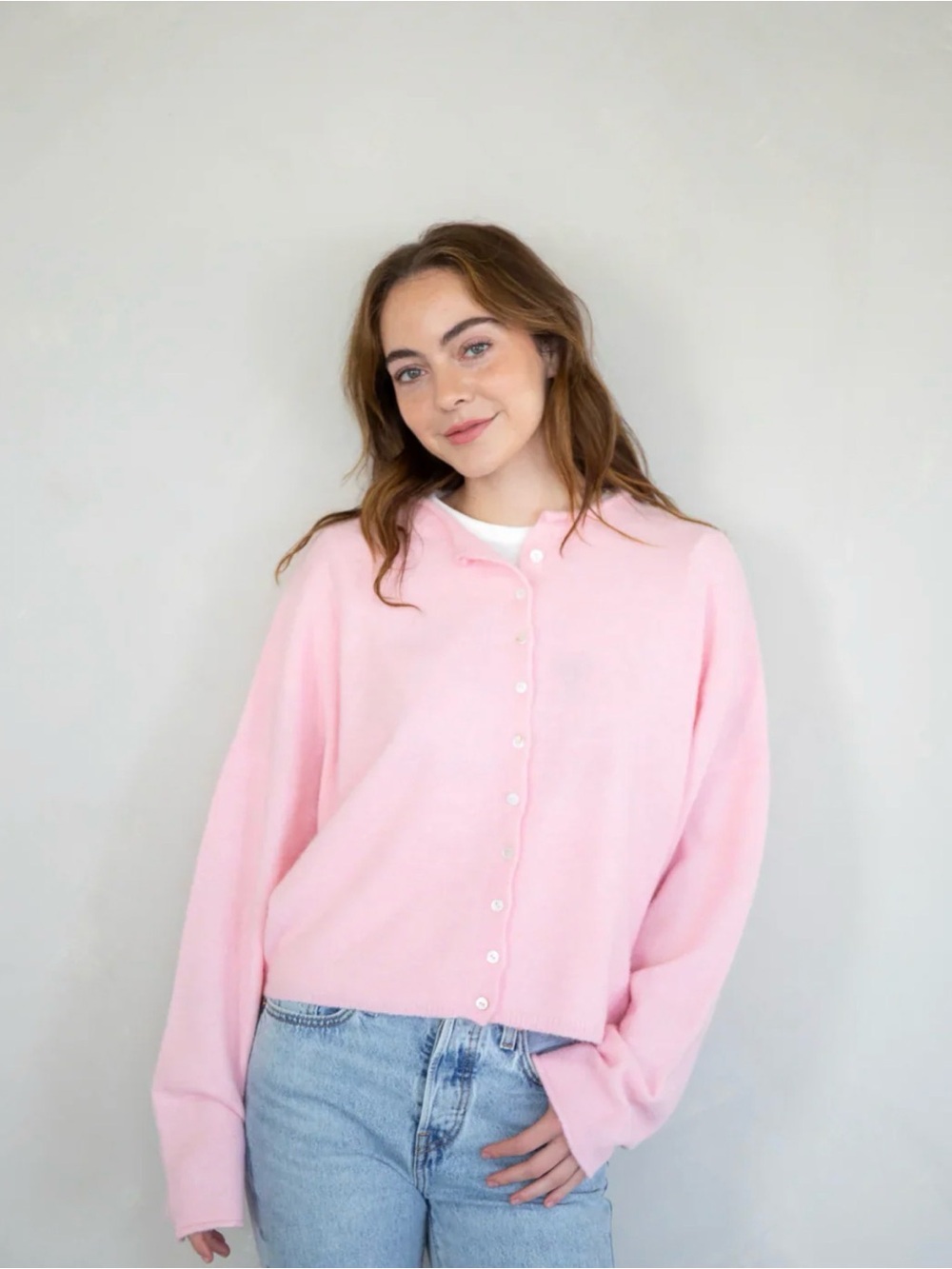 NWT Things Between Soft Knit and Lightweight Pink Sweater Cardigan